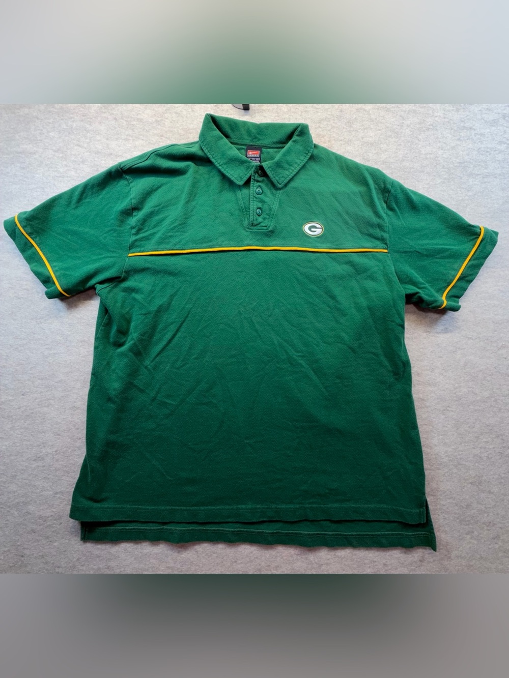 Vintage Nike Team Green Bay Packers Polo Shirt XXL Green Gold NFL